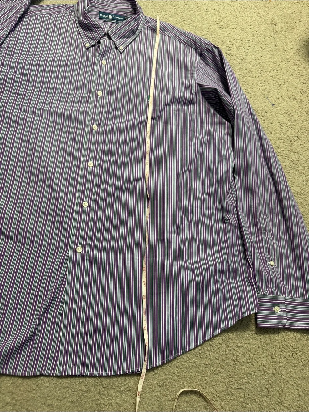 Polo by Ralph Lauren Purple and Green Striped Button-Down Shirt